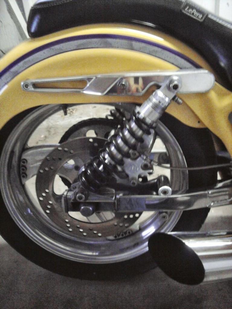 1999 Yellow Custom Harley, FXR Frame, soft tail Look