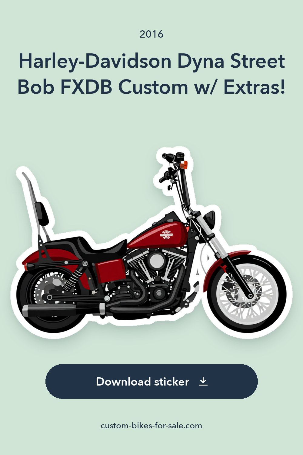 2016 Harley-Davidson Dyna Street Bob FXDB Custom w/ Extras! 37,348 Miles! sticker preview